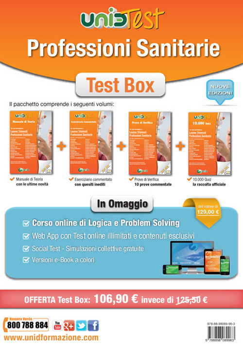 Test box professioni sanitarie: Manuale di teoria-Eserciziario commentato-Prove di verifica-10.000 quiz