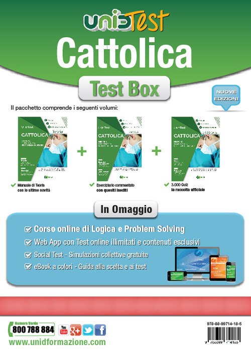 UnidTest. Universit&agrave; Cattolica. Test box completo per il test di ammissione a Medicina, Odontoiatria e Professioni sanitarie: Manuale di teoria-Eserciziario commentato-3.000 quiz