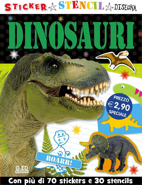 Dinosauri. Stickers stencil disegna