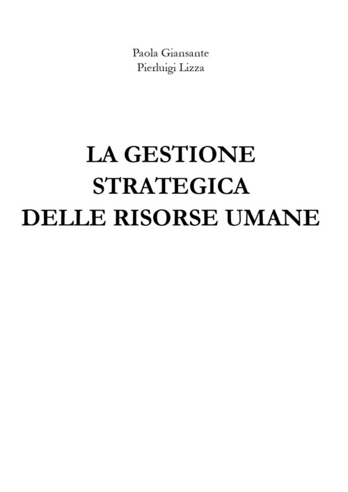 La gestione strategica delle risorse umane