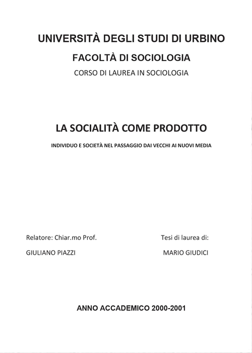 La socialit&agrave; come prodotto